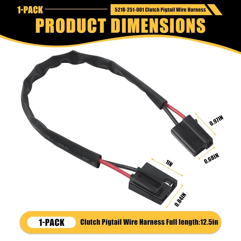 Fospectra 5218-251-001 PTO Clutch Pigtail Wire Harness Compatible with Husqvarna, Craftsman, Cub Cadet, MTD, AYP, Troy-Bilt, Replaces Part Numbers 500062, 539105637, 71410019, 71410021​​, 1 PCS - Image 2